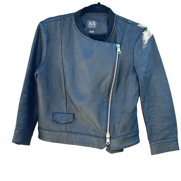 Armani Exchange Women's Faux Leather Moto Jacket Biker J-Summer-2015 Size M - Picture 1 of 11
